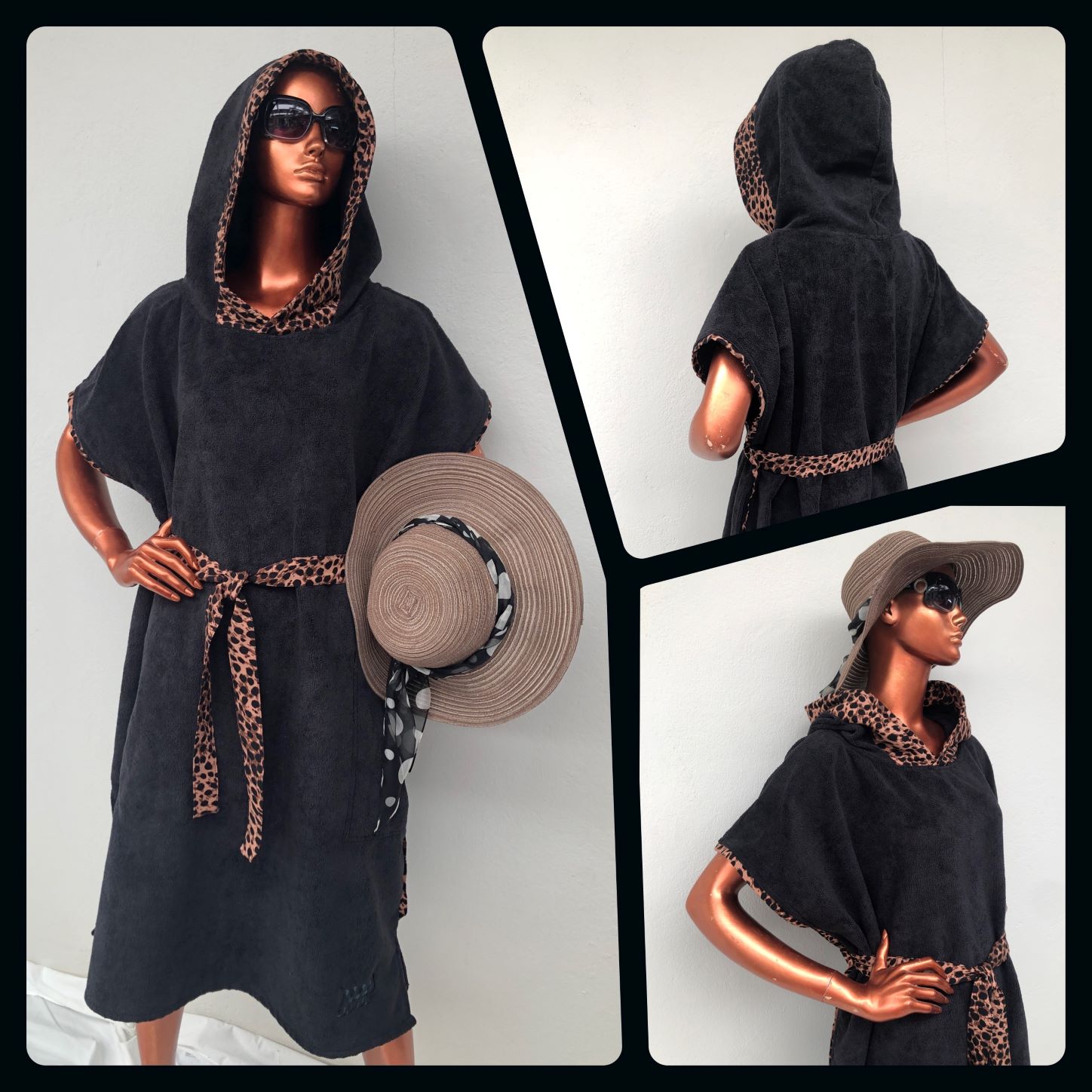 Leopard Trim Designer Range Black with Leopard Trim - Hood Guise